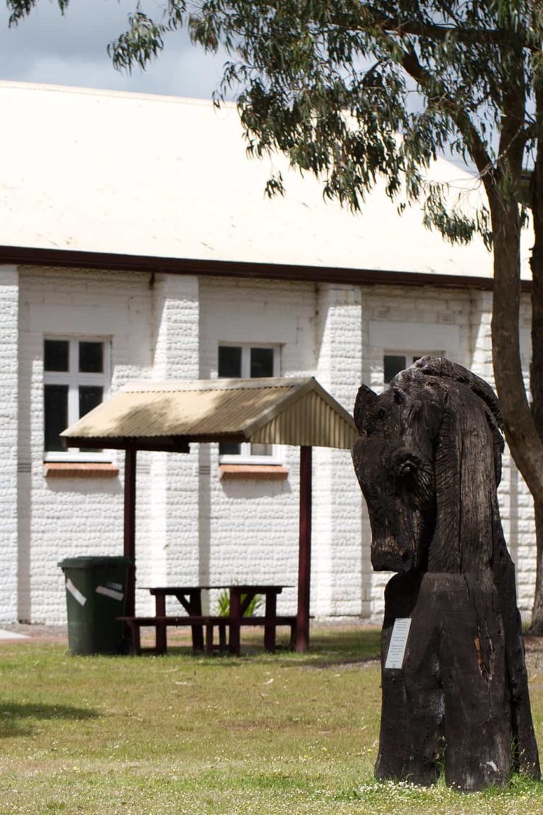 Kendenup Hall and Picnic Seating, with Chess Piece Sculpture, Knight