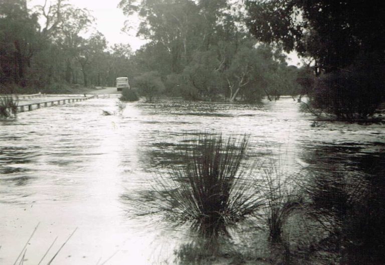 Wood Collection floods bridge over Frankland River 3 to 9 Aug 1964